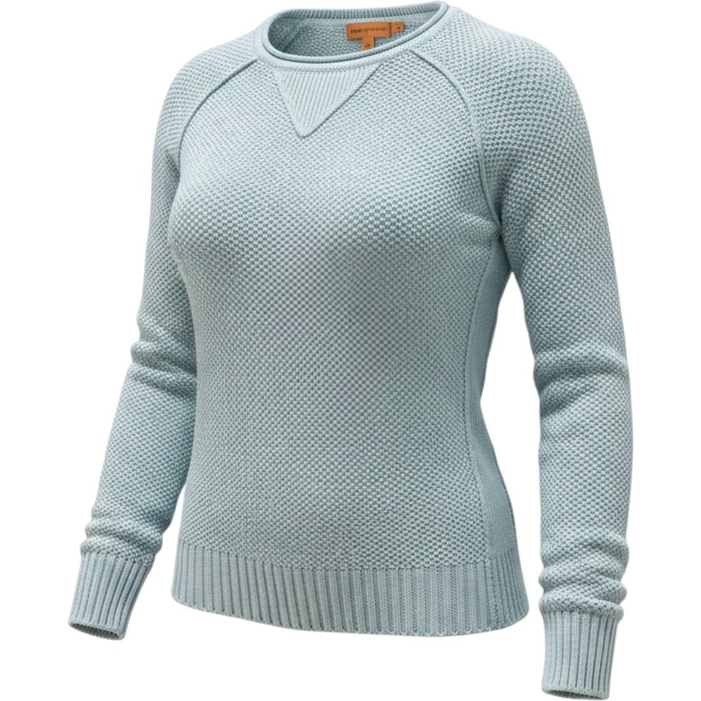 Tory Burch Waffle Knit Sweater Size S Light Blue Raglan Sleeve Crew Neck Preppy
